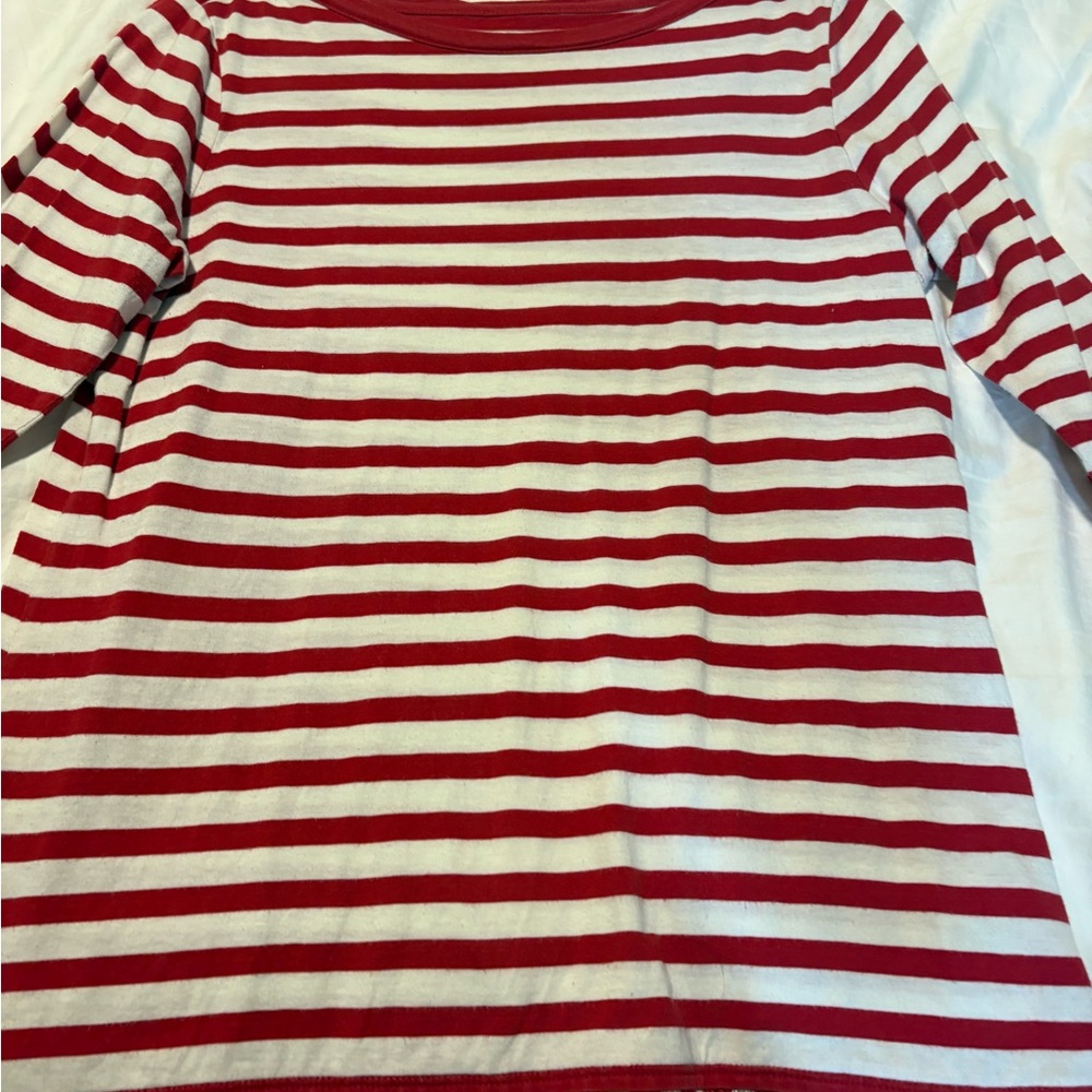 Talbots Red and White Striped Cotton Top